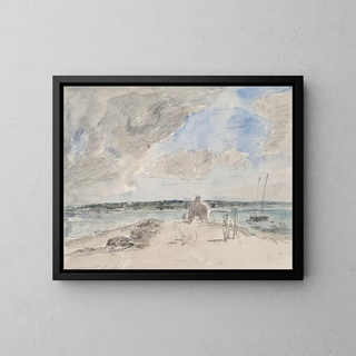 Plougastel, Landerneunjoen suiston läpi kulku - Eugène Boudin — kehystetty taideteos seinällä