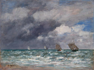 Bateaux à voile près de Trouville - Eugène Boudin — näkymä teoksesta
