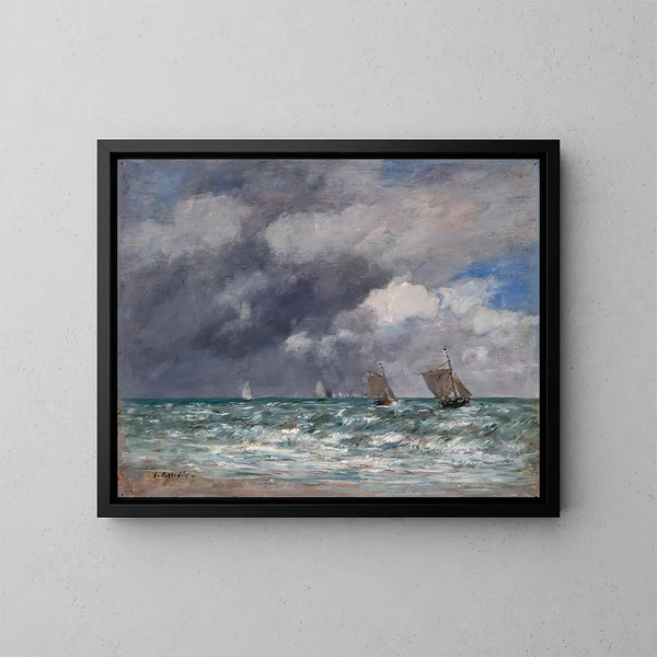 Bateaux à voile près de Trouville - Eugène Boudin — kehystetty taideteos seinällä