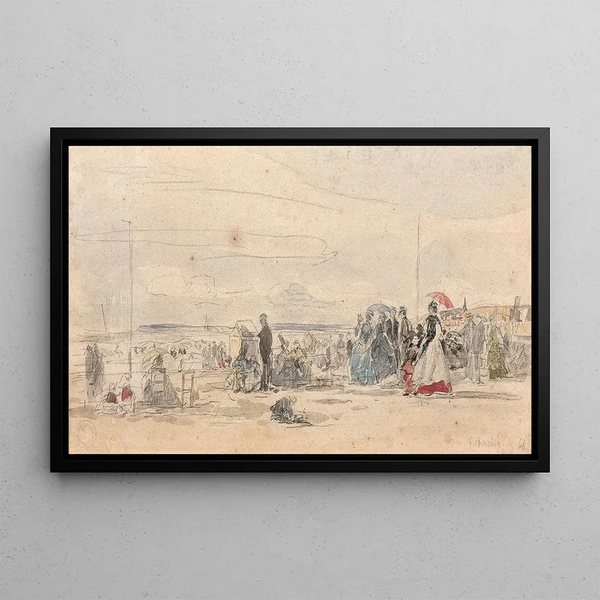 Deauville-rantamaisema - Eugène Boudin — kehystetty taideteos seinällä