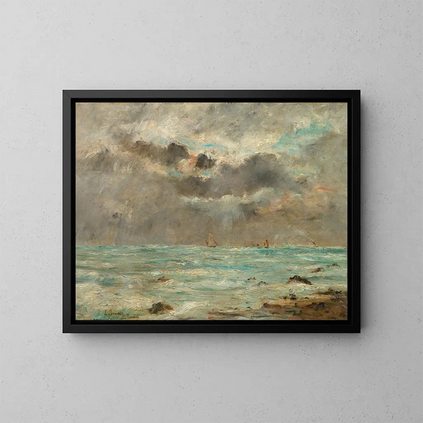 La Côte à Trouville - Eugène Boudin — kehystetty taideteos seinällä