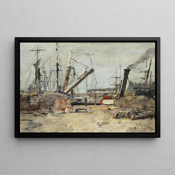 Eugène Boudin - Maalaus Les chalutiers — kehystetty taideteos seinällä