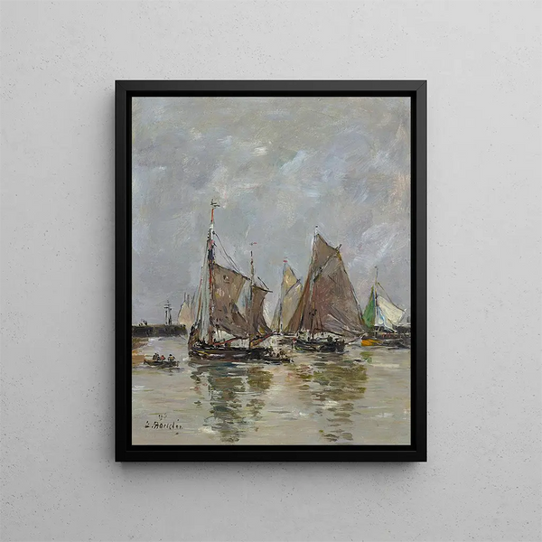 Trouville, l'appareillage des sardiniers - Eugène Boudin — kehystetty taideteos seinällä
