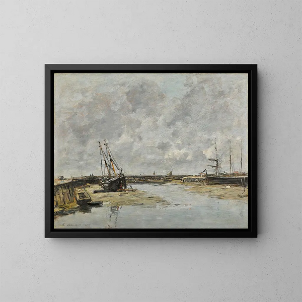 Trouville, laiturit matalassa - Eugène Boudin — kehystetty taideteos seinällä