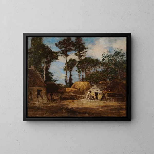 Une ferme en Bretagne - Eugène Boudin — kehystetty taideteos seinällä