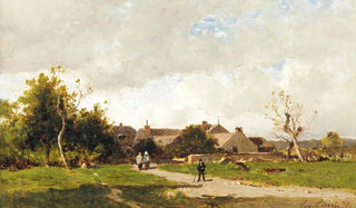 Eugne Ciceri - Figures On The Outskirts Of A Village.webp