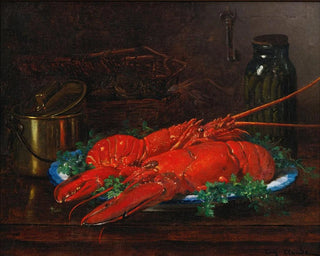 Eugne Claude - Still Life Of A Lobster With A Copper Pot On A Ledge.webp
