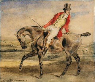 Eugne Delacroix - Horseman wearing a red jacket.webp