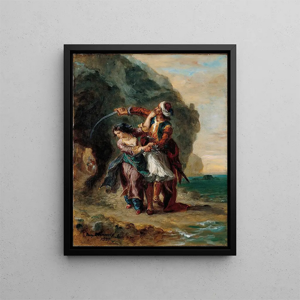 Selim ja Zuleika - Eugène Delacroix — kehystetty taideteos seinällä