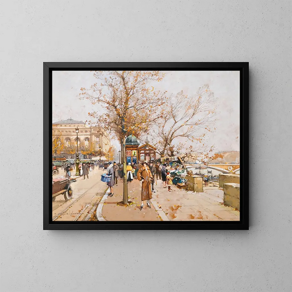 La Place du Châtelet, Pariisi - Eugène Galien-Laloue — kehystetty taideteos seinällä