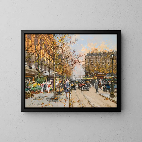 Place de la Madeleine - Eugène Galien-Laloue — kehystetty taideteos seinällä