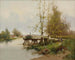 L'étang au bord du village - Eugène Galien-Laloue — näkymä teoksesta