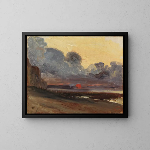 Auringonlasku Normandian rannikolla - Eugène Isabey — kehystetty taideteos seinällä