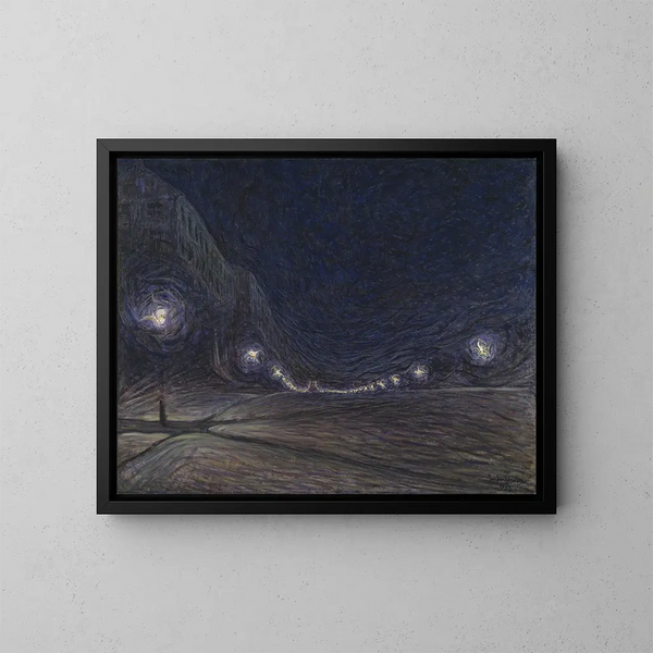 Hornsgatan la nuit - Eugène Jansson — kehystetty taideteos seinällä