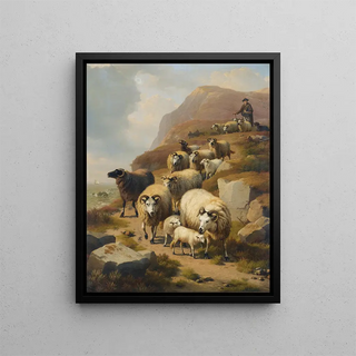 Eugne Joseph Verboeckhoven - A Shepherd And His Flock.webp