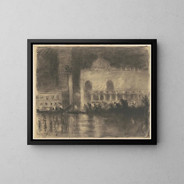 Souvenir de Venise, le Palais des Doges et la Piazzetta - Eugène Vail — kehystetty taideteos seinällä