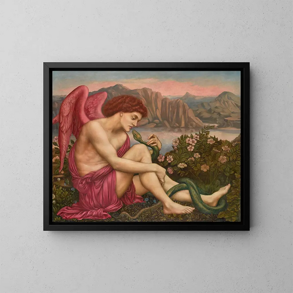 L'Ange avec le Serpent - Evelyn De Morgan — kehystetty taideteos seinällä