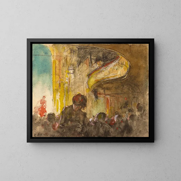 Pariisin musiikkisali - Everett Shinn — kehystetty taideteos seinällä