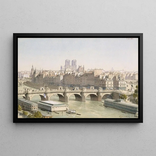 Fdor Hoffbauer - Vue de lle de la Cit et le pontNeuf avec ses boutique vers 1840.webp