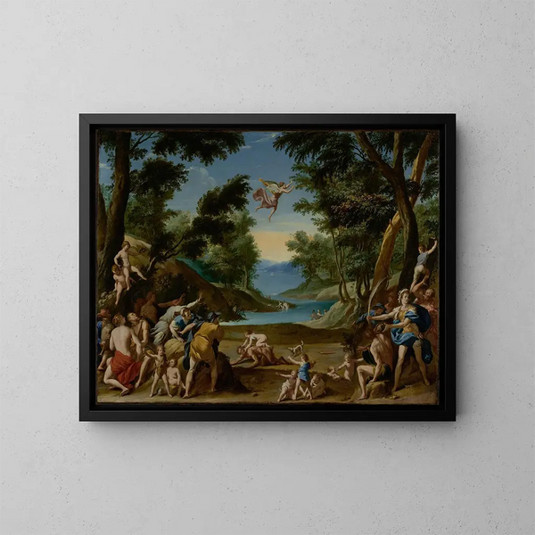 Cupidon et Pan - Federico Zuccaro — kehystetty taideteos seinällä