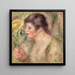 Nainen ruusun kanssa - Pierre-Auguste Renoir — kehystetty taideteos seinällä