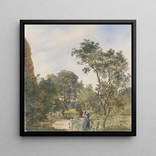 Femme avec deux enfants dans un paysage de parc - Franz Alt