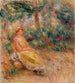 Nainen vaaleanpunaisessa ja keltaisessa maisemassa - Pierre-Auguste Renoir — näkymä teoksesta
