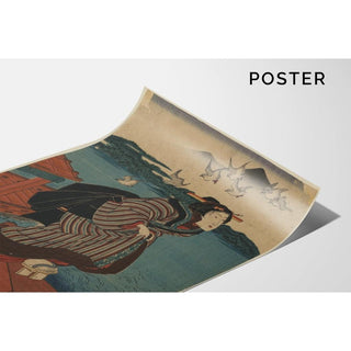 Femme sur le quai - Utagawa Kuniyoshi | Reproduction Tableau Décoration murale affiche copie