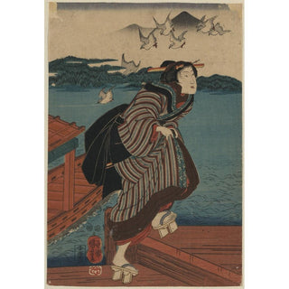 Femme sur le quai - Utagawa Kuniyoshi | Reproduction Tableau Décoration murale affiche copie