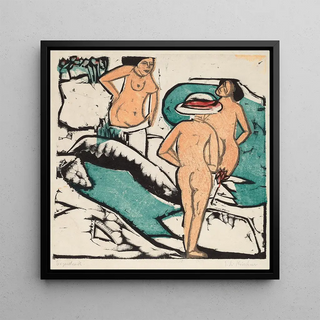 Femmes se baignant entre des pierres blanches - Ernst Ludwig Kirchner
