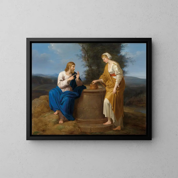 Le Christ et la Samaritaine - Ferdinand Georg Waldmüller — kehystetty taideteos seinällä