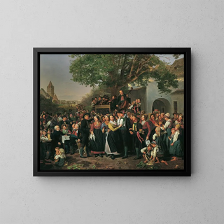 Mariage paysan en Basse-Autriche - Ferdinand Georg Waldmüller — kehystetty taideteos seinällä