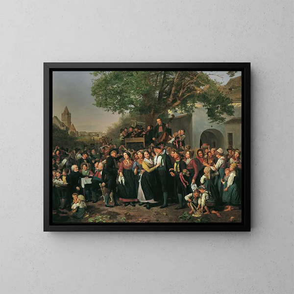 Mariage paysan en Basse-Autriche - Ferdinand Georg Waldmüller — kehystetty taideteos seinällä