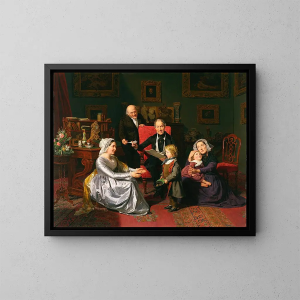 L'Adoption - Ferdinand Georg Waldmüller — kehystetty taideteos seinällä