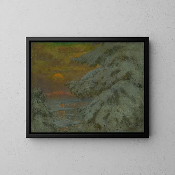 Talvi-auringonlasku - Ferdinand Katona — kehystetty taideteos seinällä