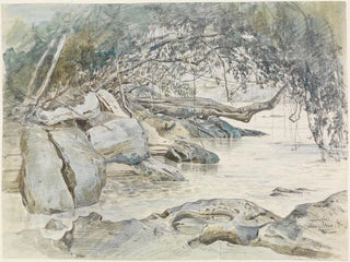 Ferdinand Keller - Baumbestandenes Felsenufer am Parahyba.webp