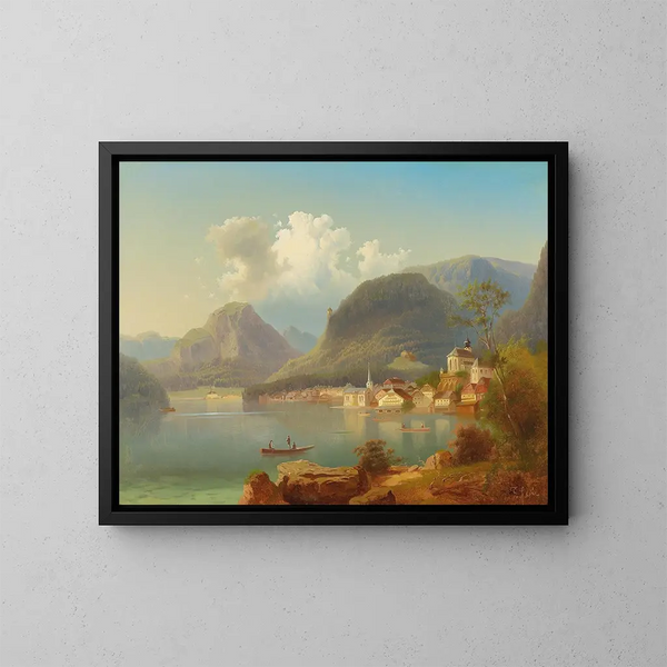 Vue de Hallstatt - Ferdinand Lepié — kehystetty taideteos seinällä