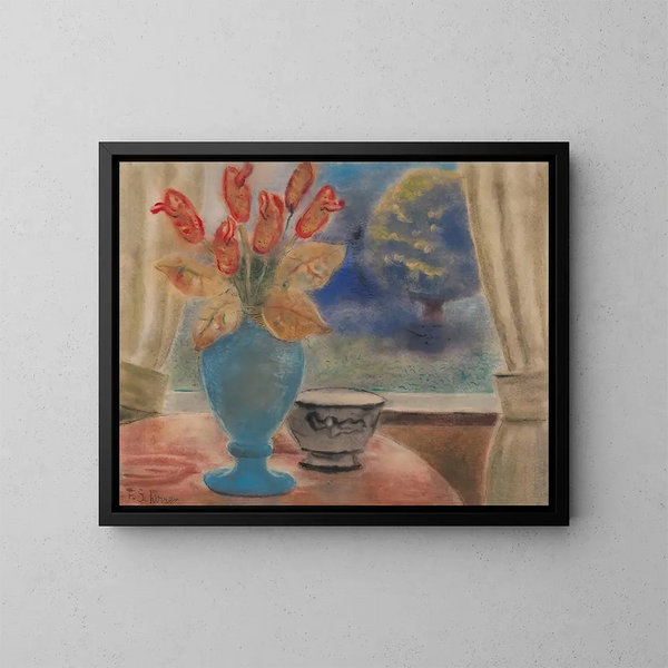 Nature morte - Ferdinand Schirren — kehystetty taideteos seinällä