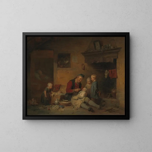 La salle d'accouchement - Ferdinand de Braekeleer — kehystetty taideteos seinällä