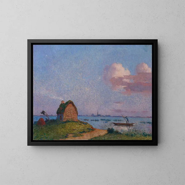 Auringonlasku Bretagnessa - Ferdinand du Puigaudeau — kehystetty taideteos seinällä