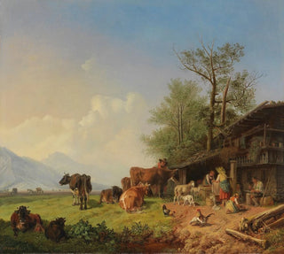 Heinrich Brkel - Bauernhof mit Brunnen.webp