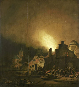 Feu de nuit dans un village - Adam Colonia