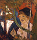 Breton tyttö punaisen sateenvarjon kanssa - Emile Bernard — näkymä teoksesta