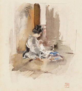 Fille japonaise cousant - Robert Frederick Blum