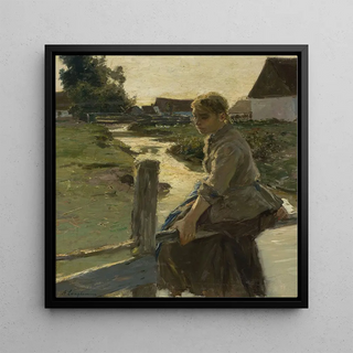Fille près d'un ruisseau - Arthur Langhammer
