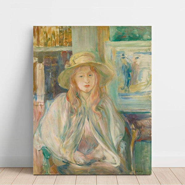 Maalauksen jäljennös Tyttö olkihatussa - Berthe Morisot