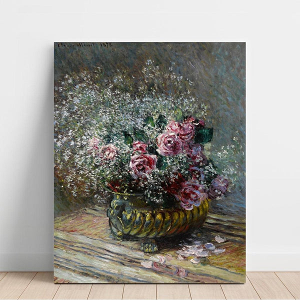 Maalauksen jäljennös Kukat maljakossa (Ruusuja ja sumua) - Claude Monet