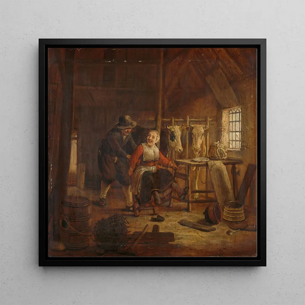 Flirtation dans une étable - Govert Dircksz Camphuysen