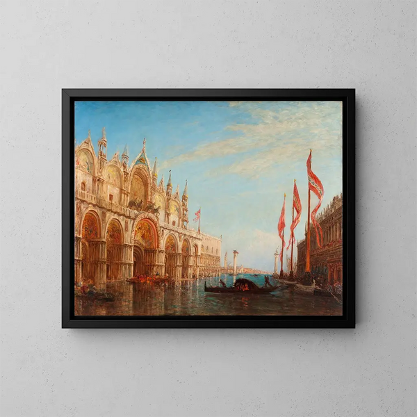 La Place Saint-Marc, tulva vuodelta 1863 - Félix Ziem — kehystetty taideteos seinällä