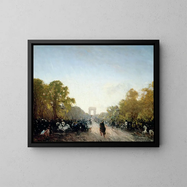 L'avenue des Champs-Élysées - Félix Ziem — kehystetty taideteos seinällä